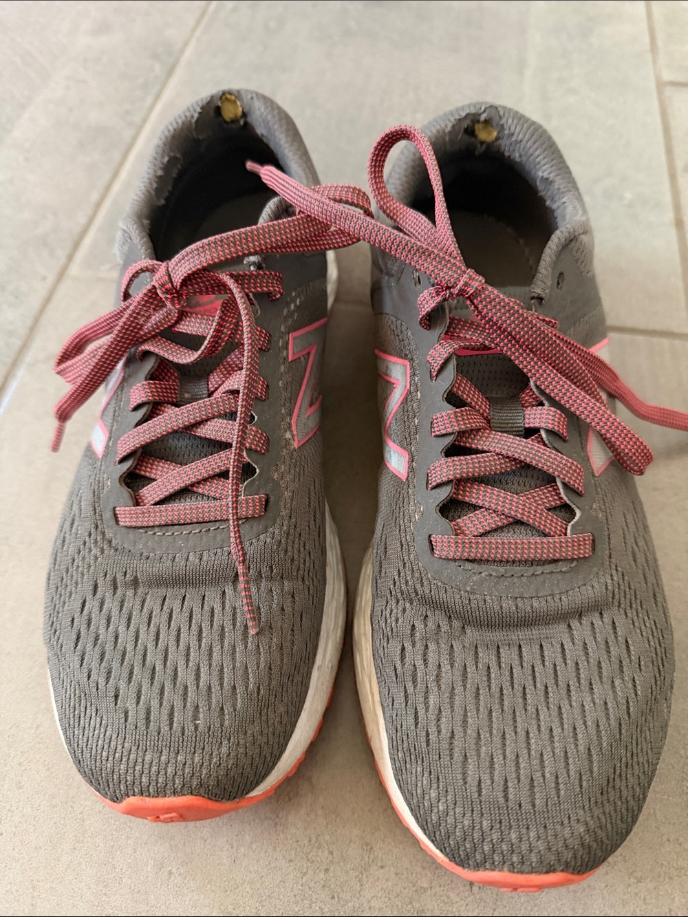 New Balance Women's Gray with Pink Accent Athletic Sneakers